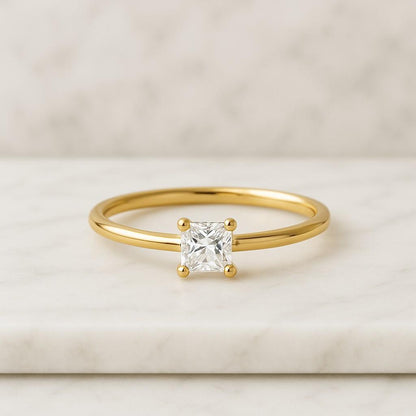 14K White Gold Conflict Free Diamond Ring, CVD Diamond Solitaire Ring