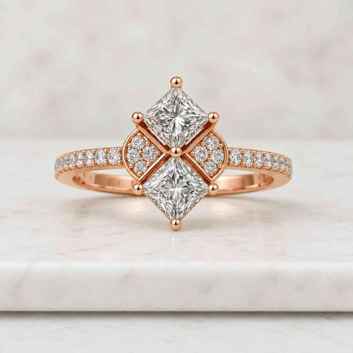 princess cut lab grown diamond cluster ring