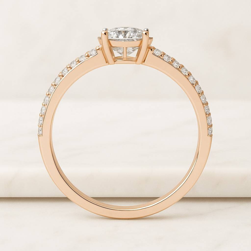 Princess Cut CVD Diamond Bridal Ring Gift For Her