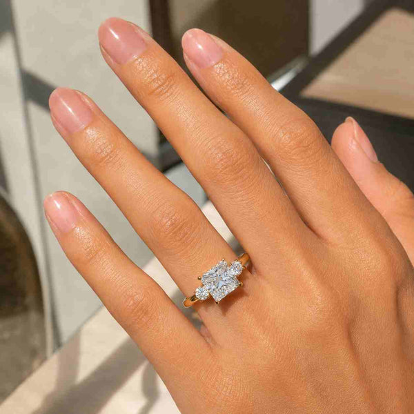 Princess Cut Diamond Engagement Ring Genuine Lab Grown Diamond Ring Proposal Ring for Her Distance Pave Setting Ring Unique Anniversary Gift
