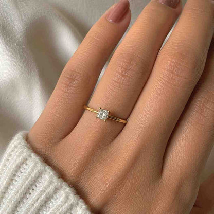 Solitaire Diamond Ring Princess Cut Diamond Ring Square Diamond Ring Princess Lab Grown Diamond Engagement Ring Anniversary Gifts for Her