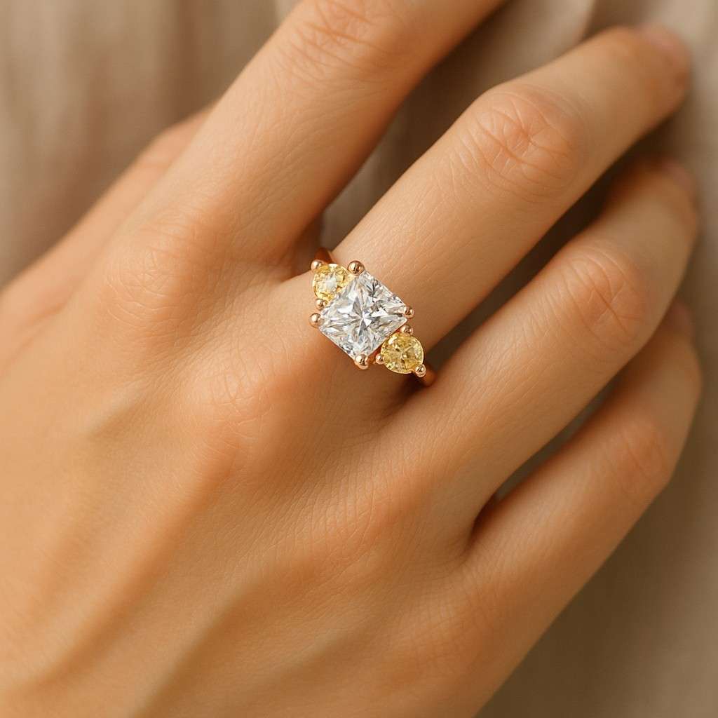 Princess Cut Engagement Ring Lab Diamond Ring for Women Pave Setting Ring Anniversary Gift for Wife Wedding Ring for