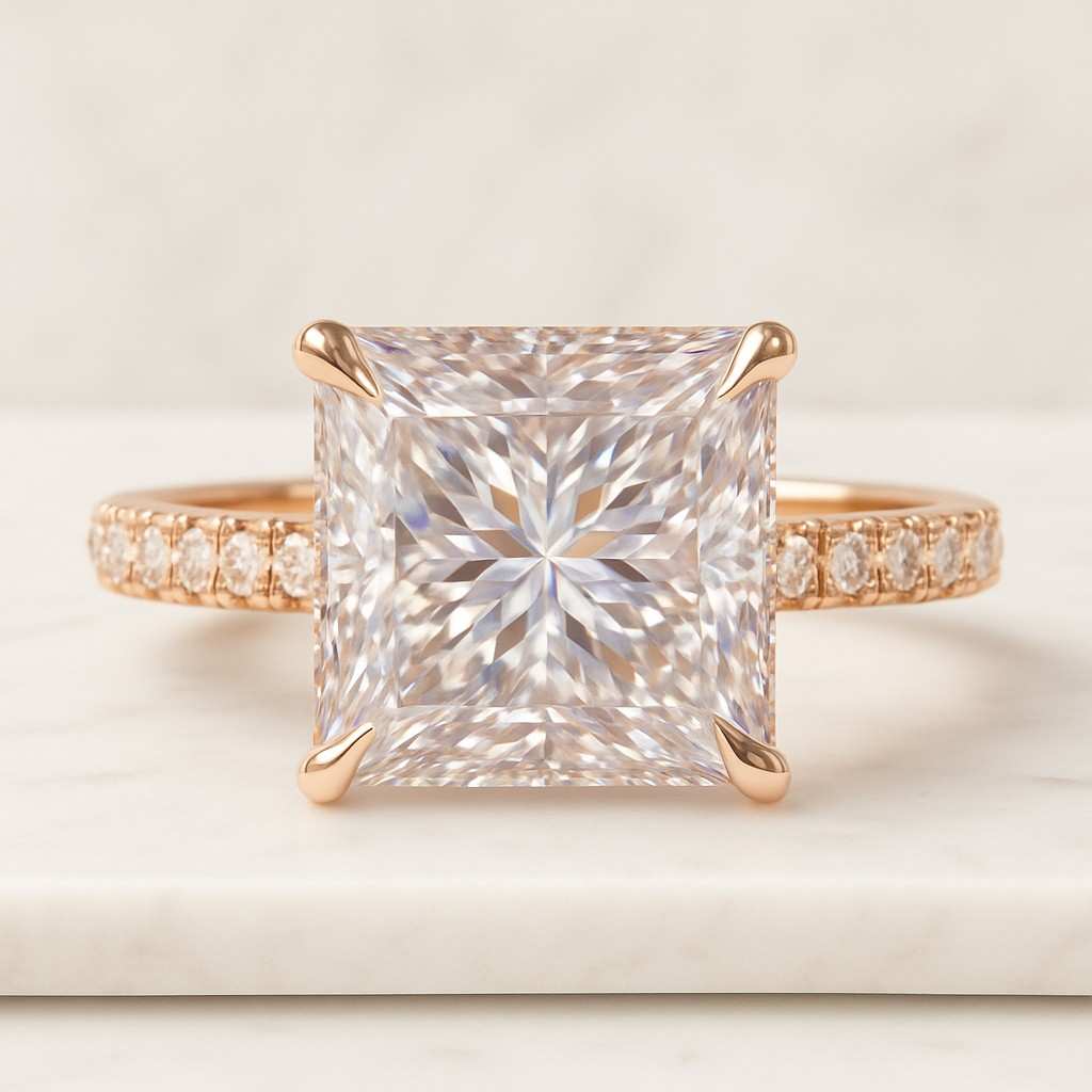 Princess Cut Lab Grown Diamond Ring IGI Certified 14K Solid Gold  Solitaire Engagement Ring