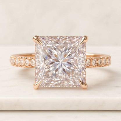 Princess Cut Lab Grown Diamond Ring IGI Certified 14K Solid Gold  Solitaire Engagement Ring