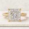 Princess Cut Hidden Halo Engagement Ring Pave Set Promise Ring