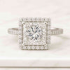 10K Princess Cut Moissanite Hidden Halo Engagement Ring