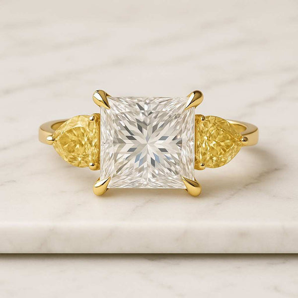 Princess Cut Lab Grown Diamond Solitaire Accent Ring