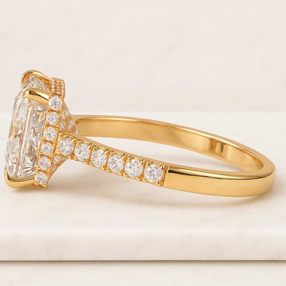 Princess Cut Lab Grown Diamond Solitaire Accent Ring 14K White Gold Eco Friendly Diamond Engagement Ring For Her