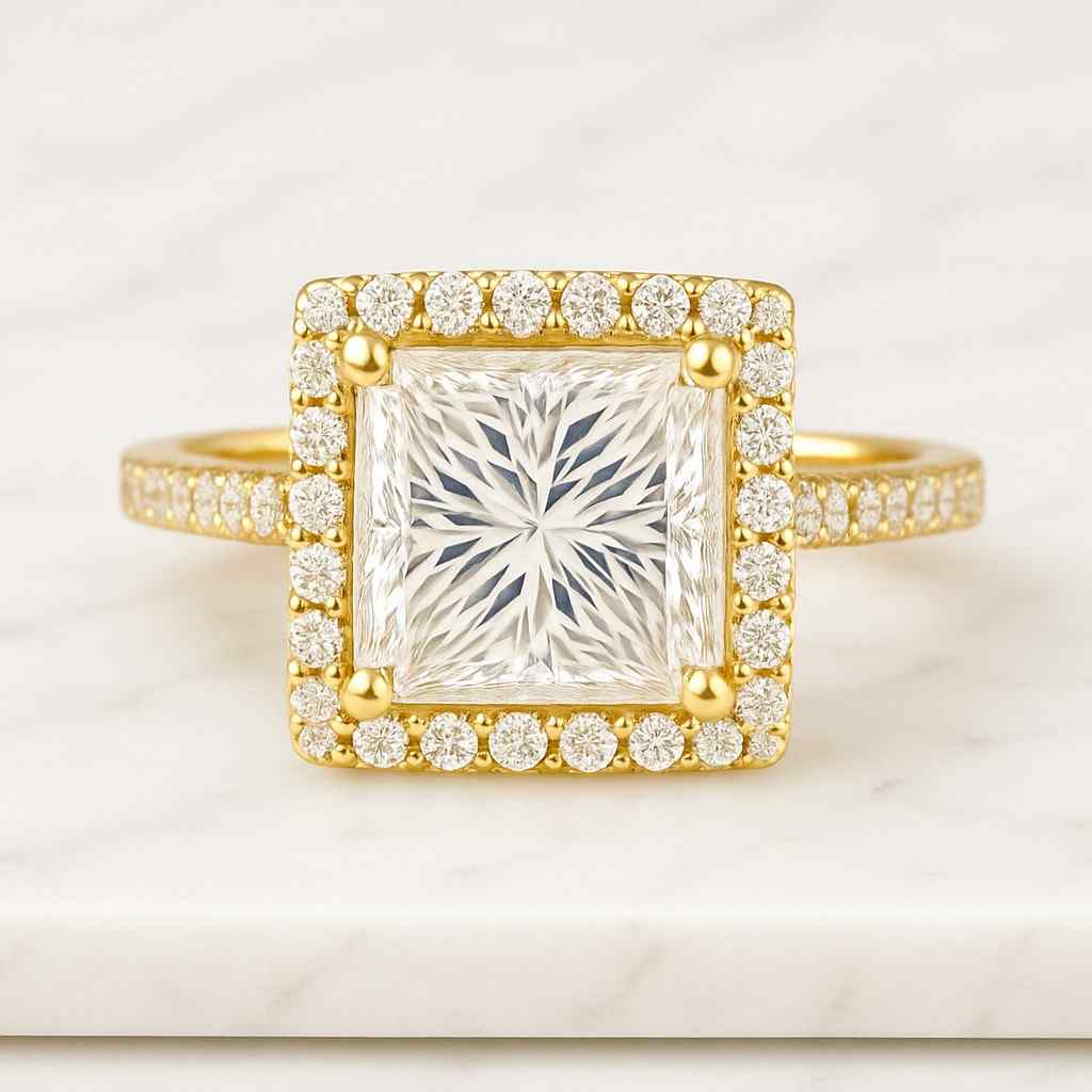 Princess Cut Lab Grown Diamond Solitaire Accent Ring Princess Diamond Engagement Ring for Women Lab Grown Diamond Ring