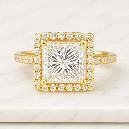 Princess Cut Lab Grown Diamond Solitaire Accent Ring Princess Diamond Engagement Ring for Women Lab Grown Diamond Ring