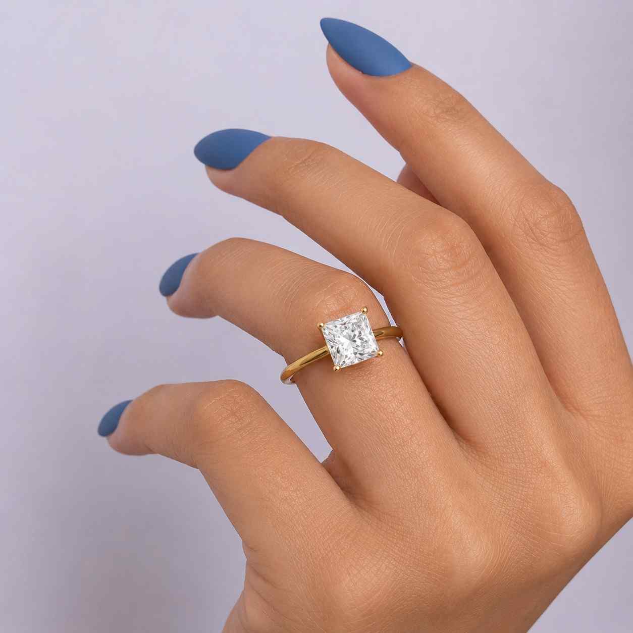 princess cut lab grown diamond solitaire engagement ring – 18k white gold, igi certified