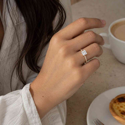 Princess Cut Moissanite Engagement Ring 2CT With Hidden Halo and Cathedral Shank