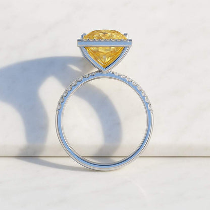 Princess Cut Moissanite Engagement Ring Hidden Halo Wedding Ring Amazing Pave Set Ring Classic 4 Prong Set Bridal Ring Anniversary Gift