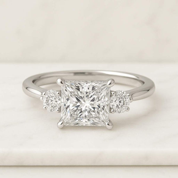 Princess Cut Moissanite Pave Band Ring Sterling Silver Wedding Jewelry