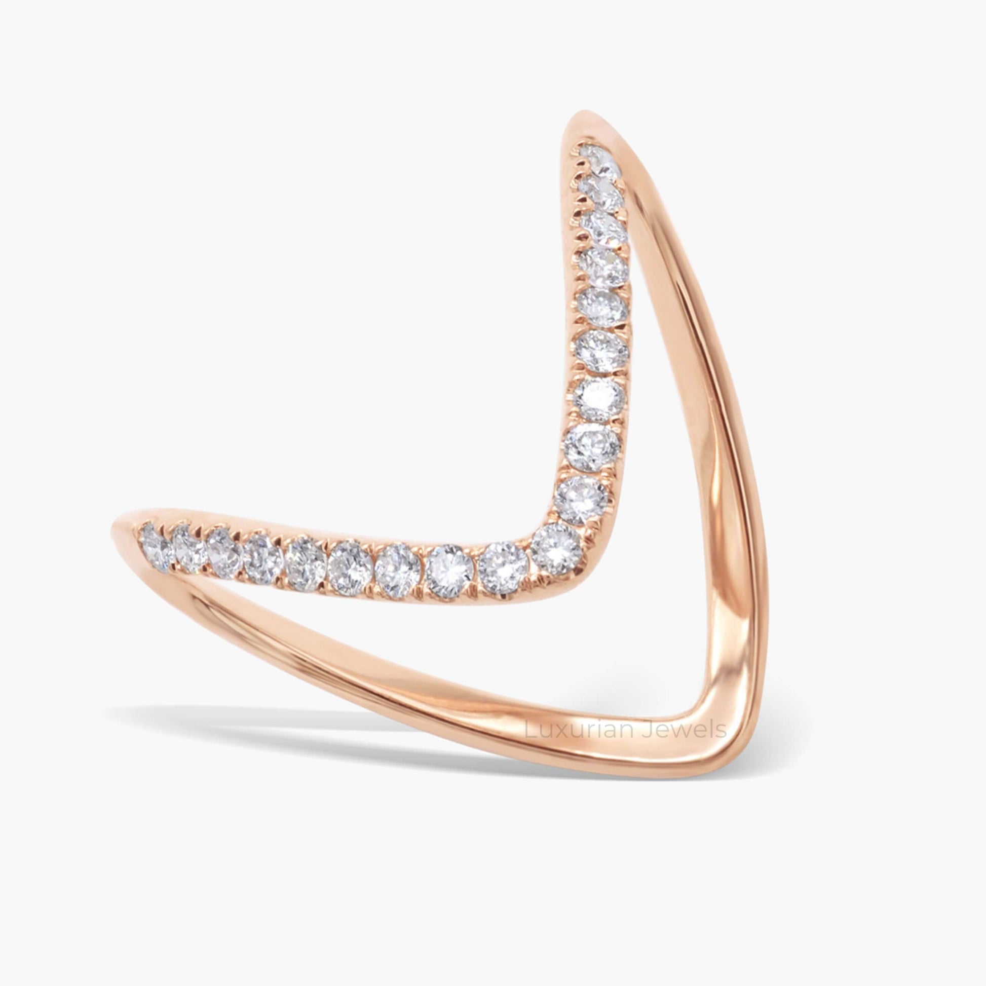 V-Shaped Boomerang Vanki Classic Round Lab Grown Diamond Wedding