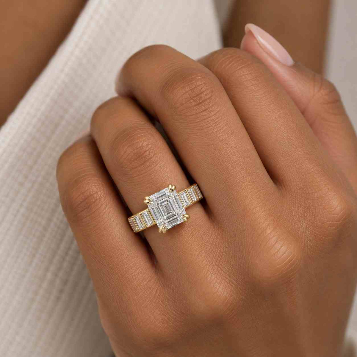 Princess Cut Ring Lab Grown Platinum Tiara Vintage Engagement
