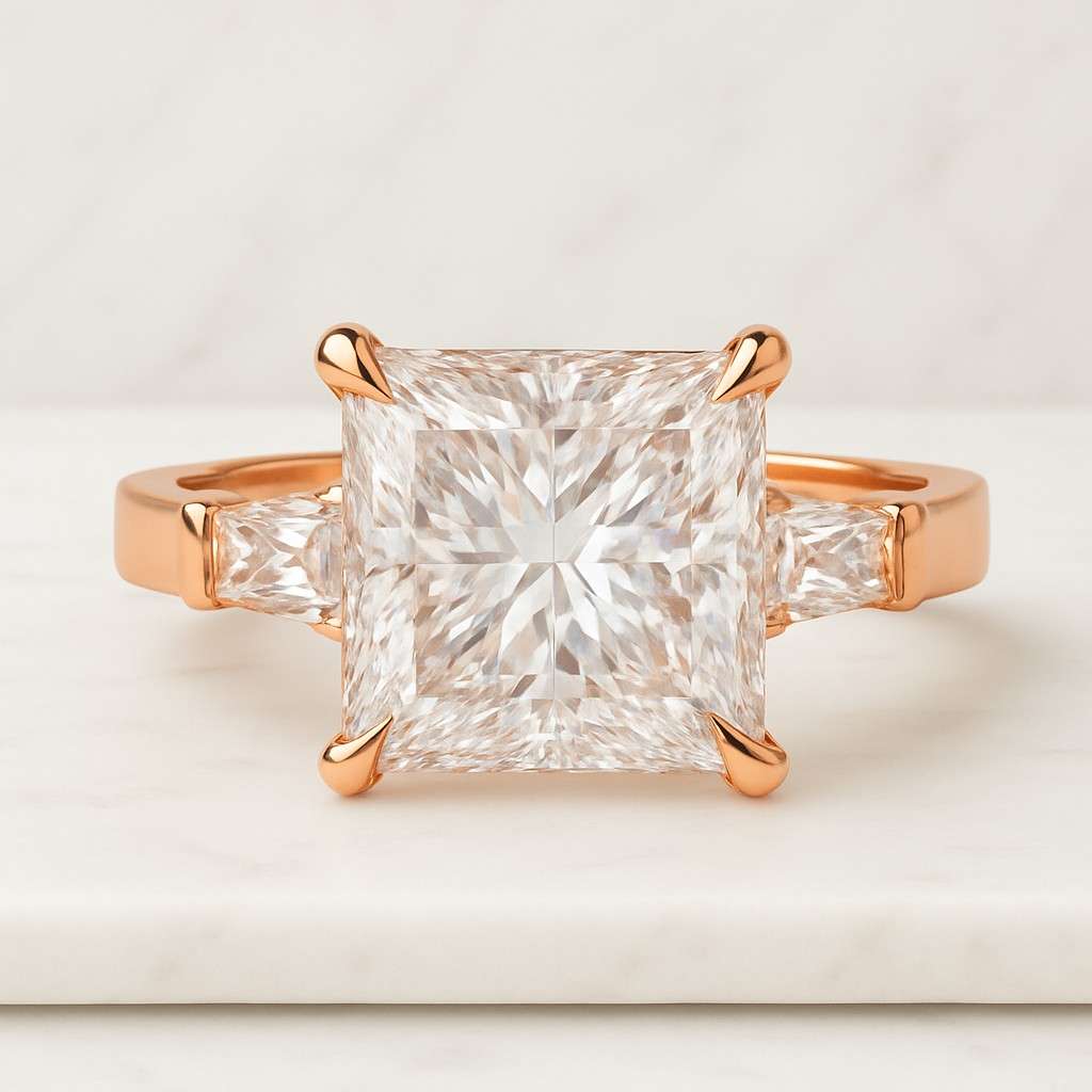 Princess Cut Solitaire Ring 14k Solid Yellow Gold Princess Moissanite Ring Minimalist Ring