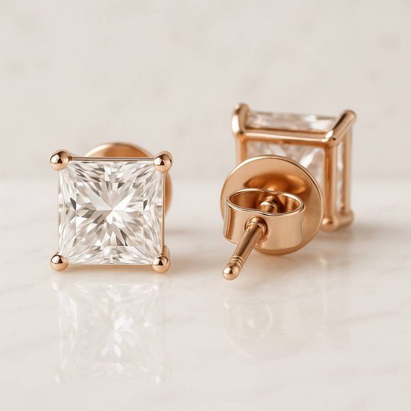 Princess Diamond Earrings Anniversary Gifts Princess Diamond Stud Earrings Lab Grown Stud Earrings