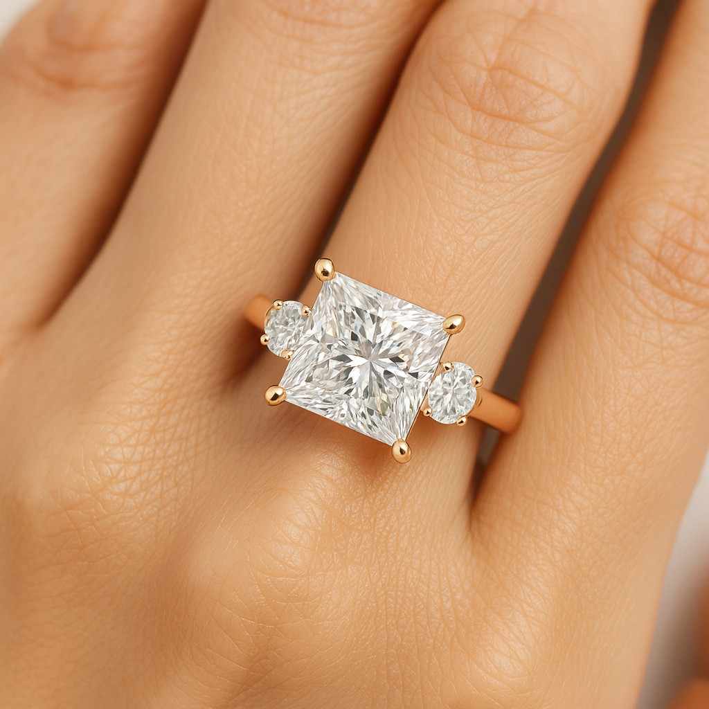 Princess Diamond Twisted Engagement Ring, twisted Diamond Ring, 14K Rose Gold Ring, Art Deco Ring, Gift For woman