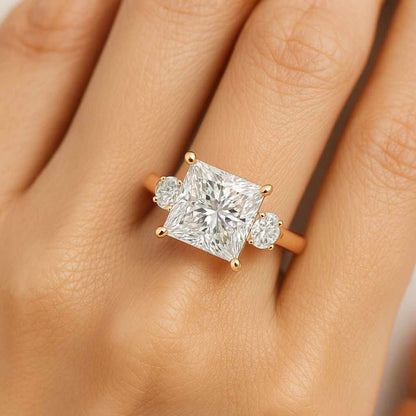 Princess Diamond Twisted Engagement Ring, twisted Diamond Ring, 14K Rose Gold Ring, Art Deco Ring, Gift For woman