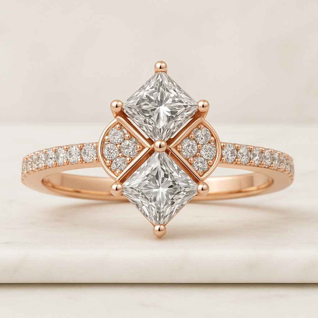 Princess cut Natural Diamond Engagement Ring