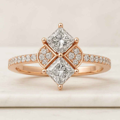 Princess cut Natural Diamond Engagement Ring