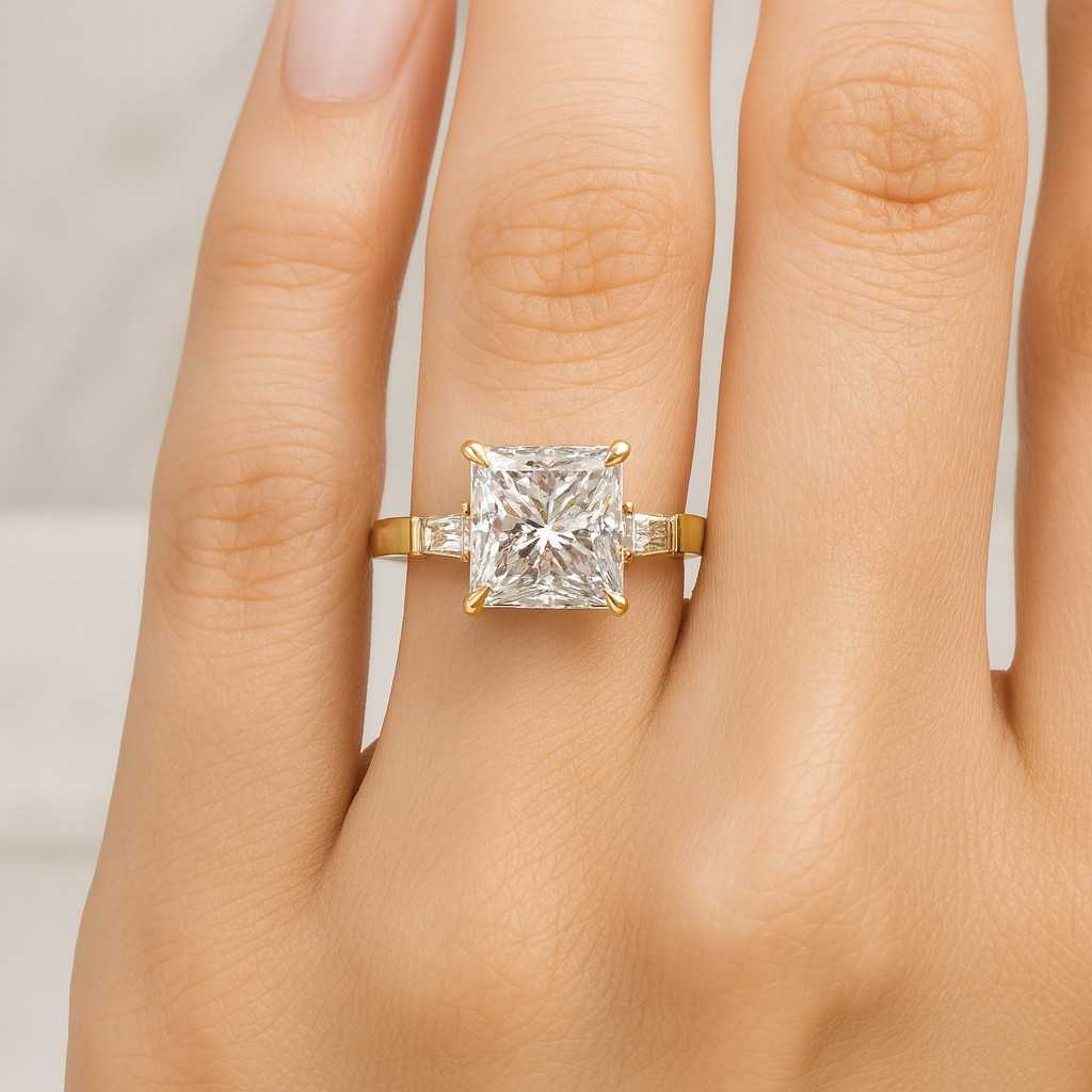 Princess cut Moissanite engagement ring Unique rose gold engagement ring