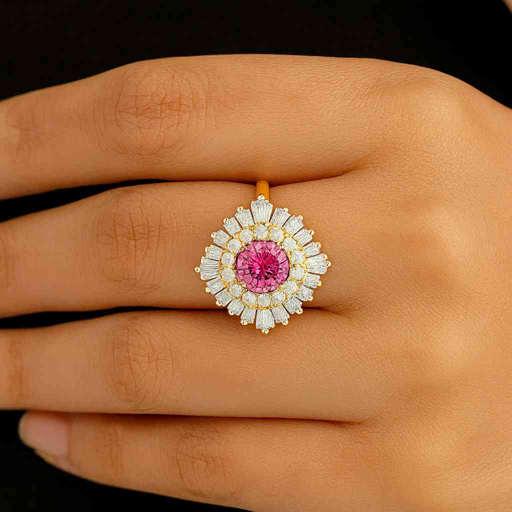 Princess cut Natural Diamond Engagement Ring, 18K Rose Gold Wedding Ring, Cluster Diamond Ring, Moissanite Ring, Promise Rings for Women