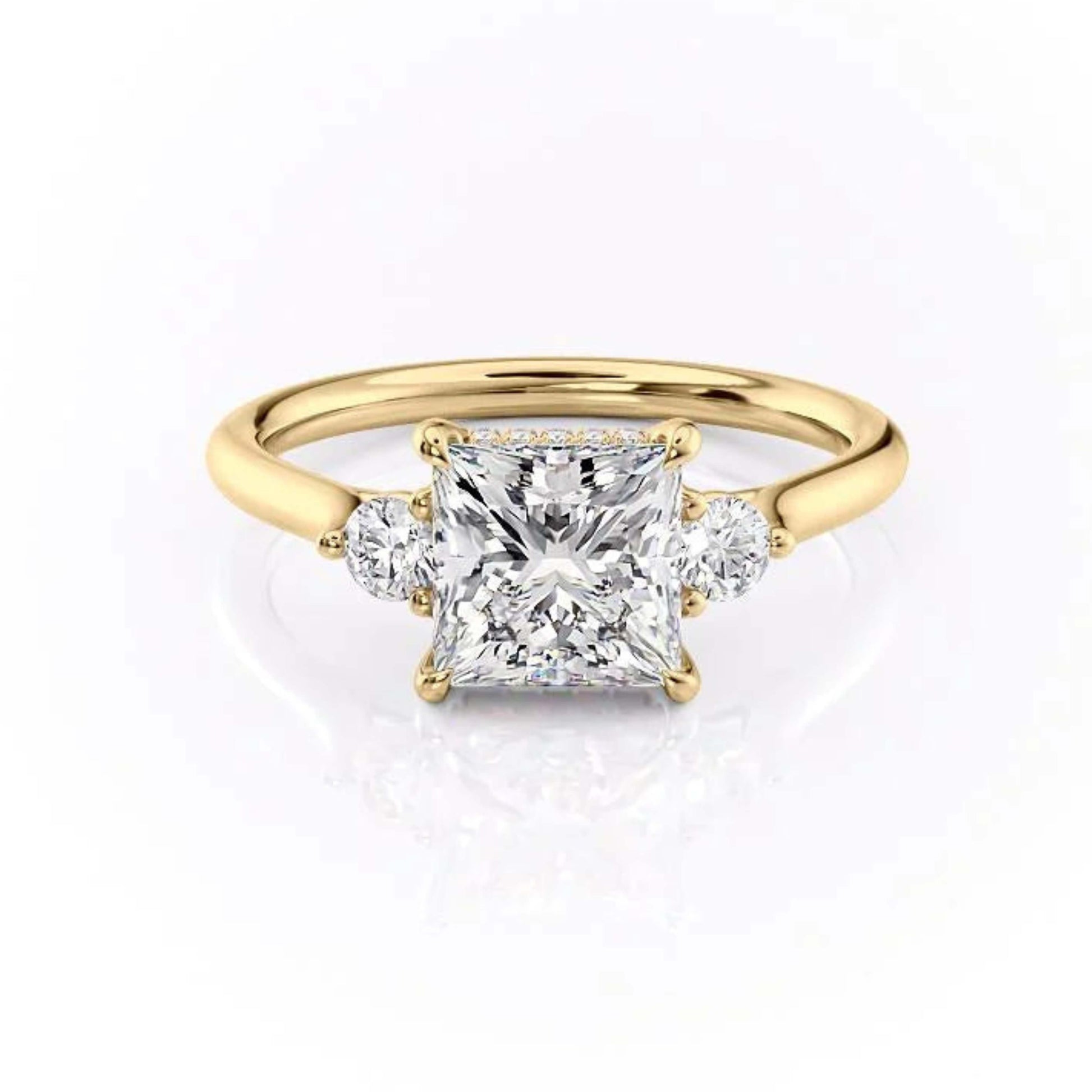 Princess cut diamond
Three Stone Ring, Princess Cut Moissanite Engagement Ring
