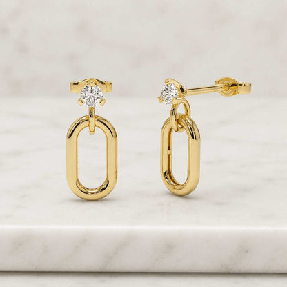 Prong Diamond Drop Earrings 14k Gold, Lab Diamond Dangle Earrings, Minimal Gold Drop Earrings, Everyday Diamond Earrings, Gift for Her