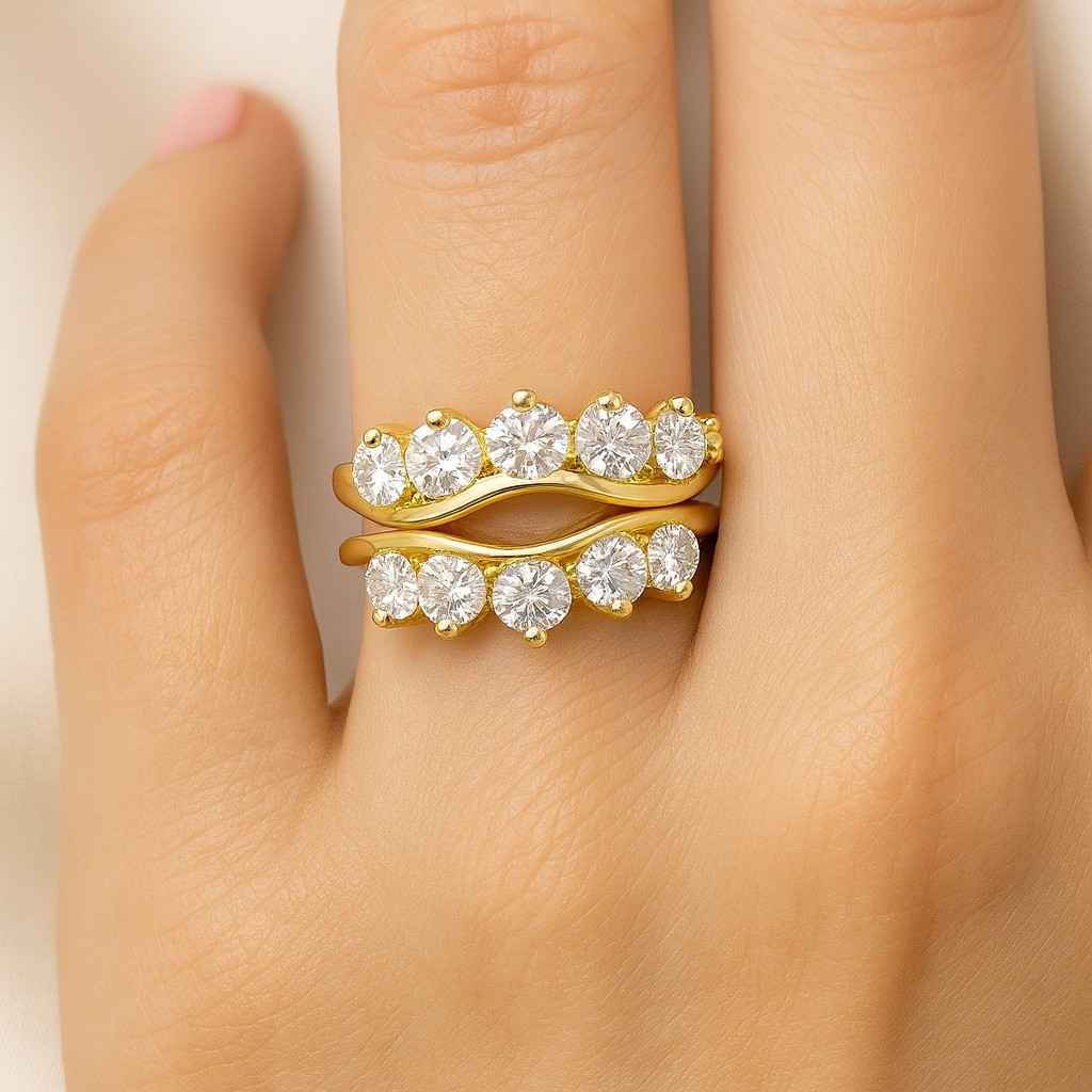 Moissanite Band For Wedding Gift Prong Set Bridal Band  14K Gold Eternity Wedding Band For Gift