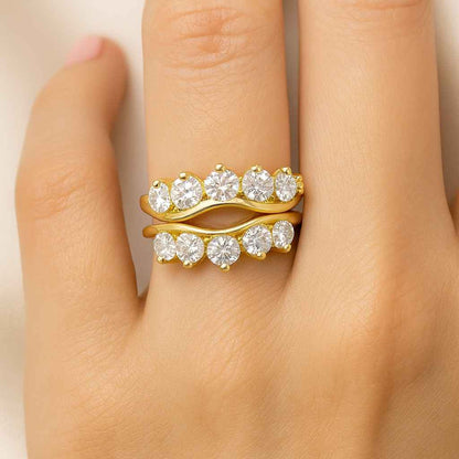 Moissanite Band For Wedding Gift Prong Set Bridal Band  14K Gold Eternity Wedding Band For Gift
