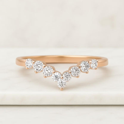 Prong Set Bridal Matching Band Handcrafted Dainty Band For Her