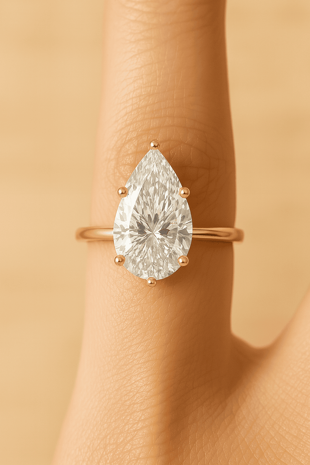 Prong Set Tear Drop Wedding Ring Christmas Gift For Wife