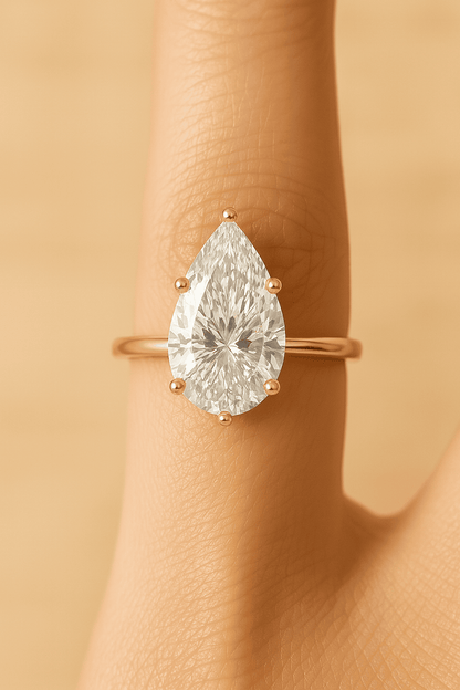 Prong Set Tear Drop Wedding Ring Christmas Gift For Wife