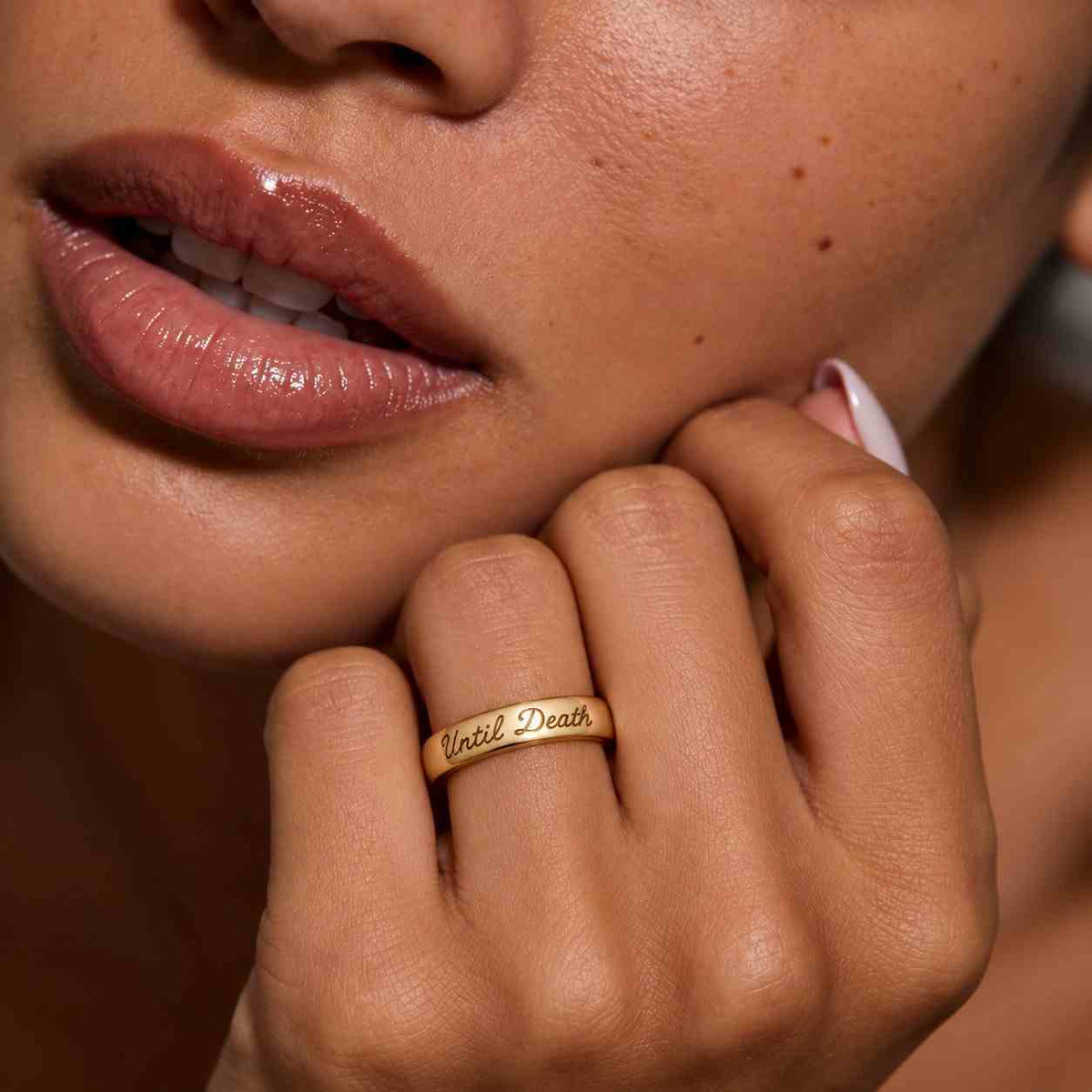 Till Death Proposal Band, 10K Yellow Gold Engagement Band, Dainty Minimalist Ring, Symbolic Band, Trendy Statement Band, Personalized Gift.
