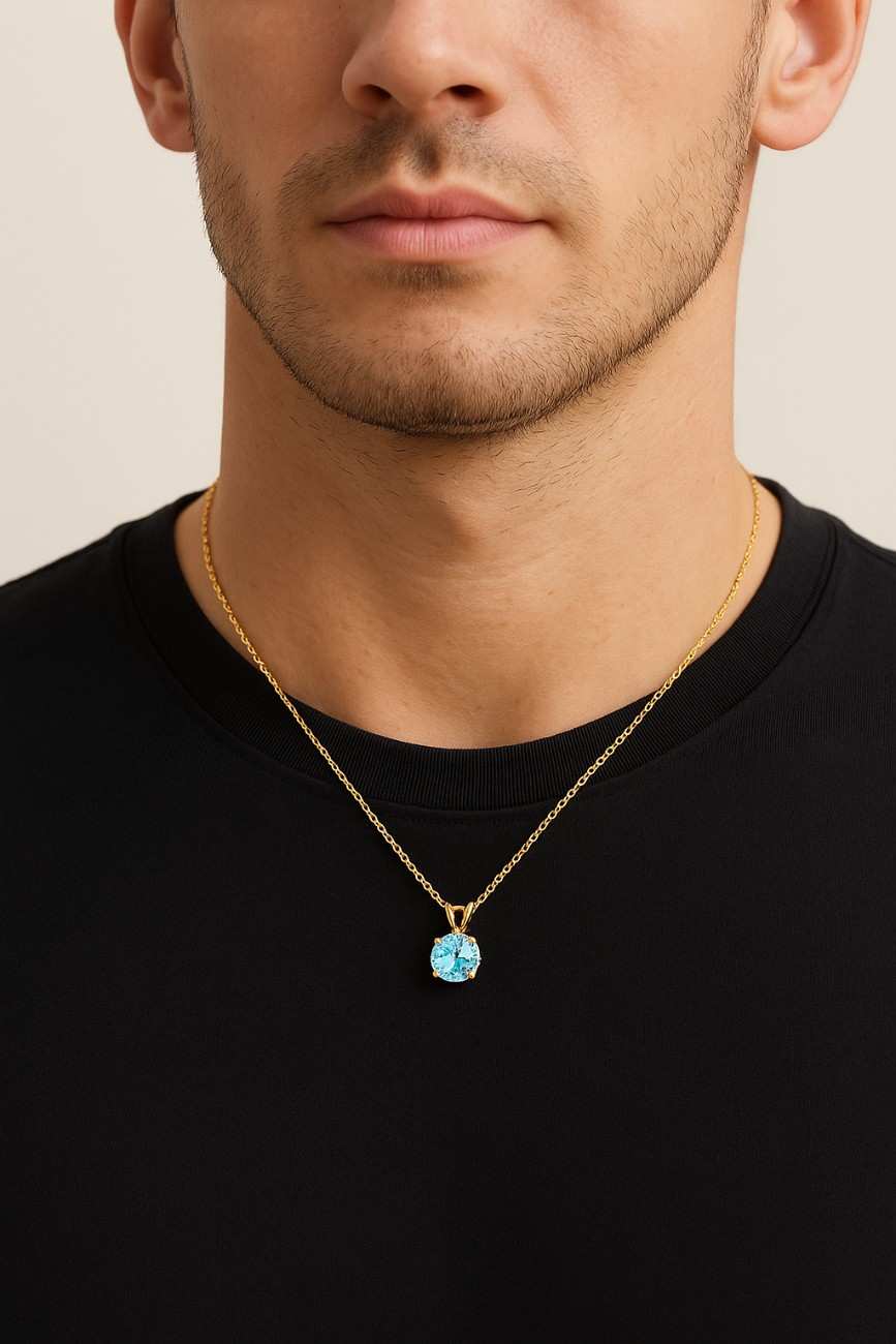 Proposal Birthstone Gift for Her 14K Solid Gold Oval Cut Sapphire Halo Pendant Necklace Diamond Simulant Wedding Jewelry