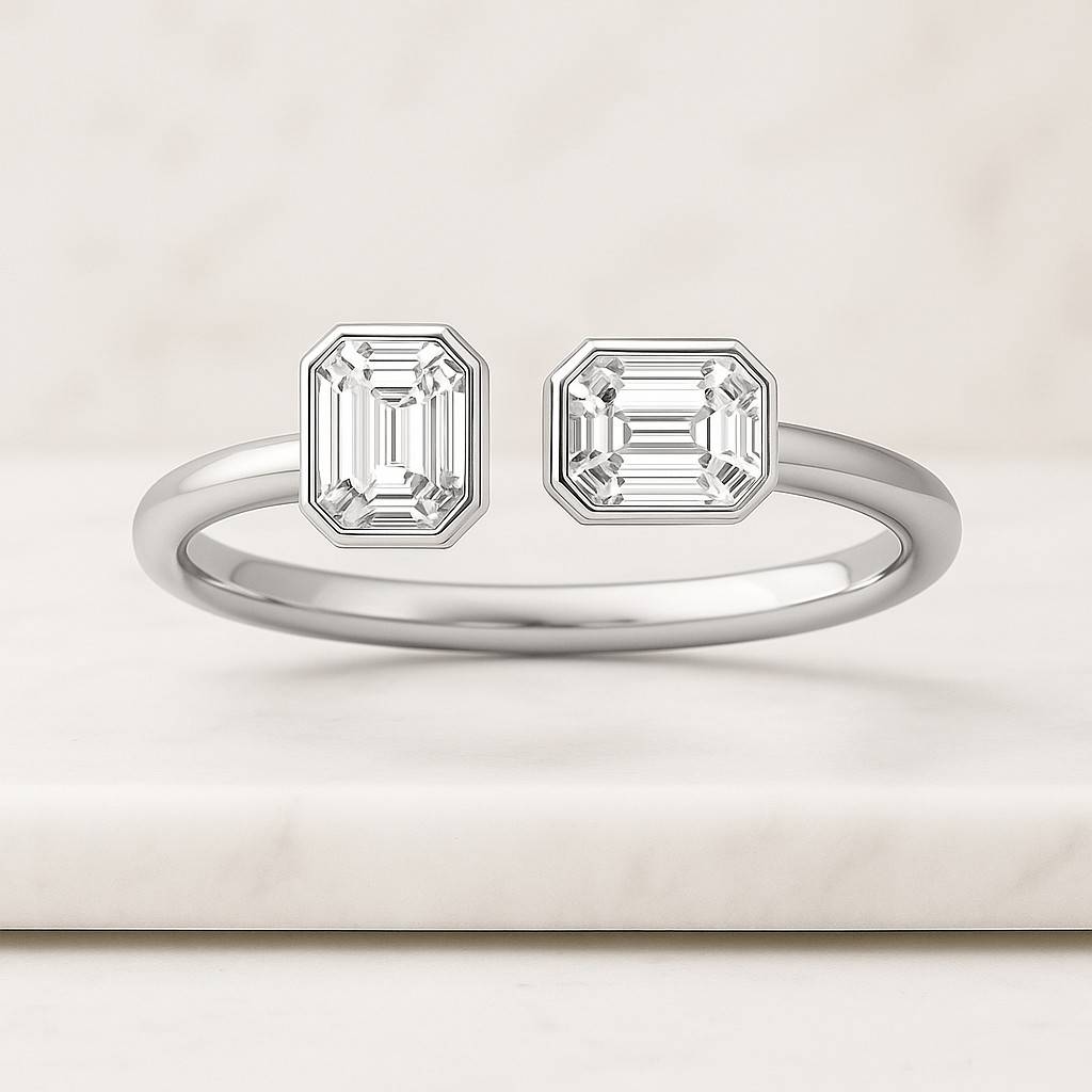 Proposal Ring Minimalist Ring Promise Ring IGI Certified Toi Et Moi Engagement Ring Emerald Ring Anniversary Ring Moissanite Toi et Moi Ring