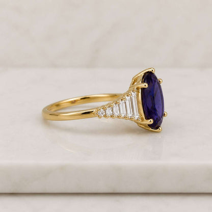 Purple Sapphire & Diamond Engagement Ring 
