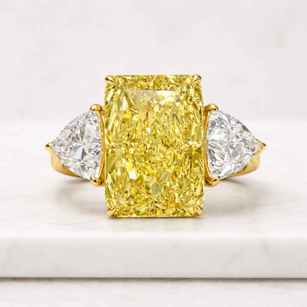radiant cut lab diamond engagement ring 
