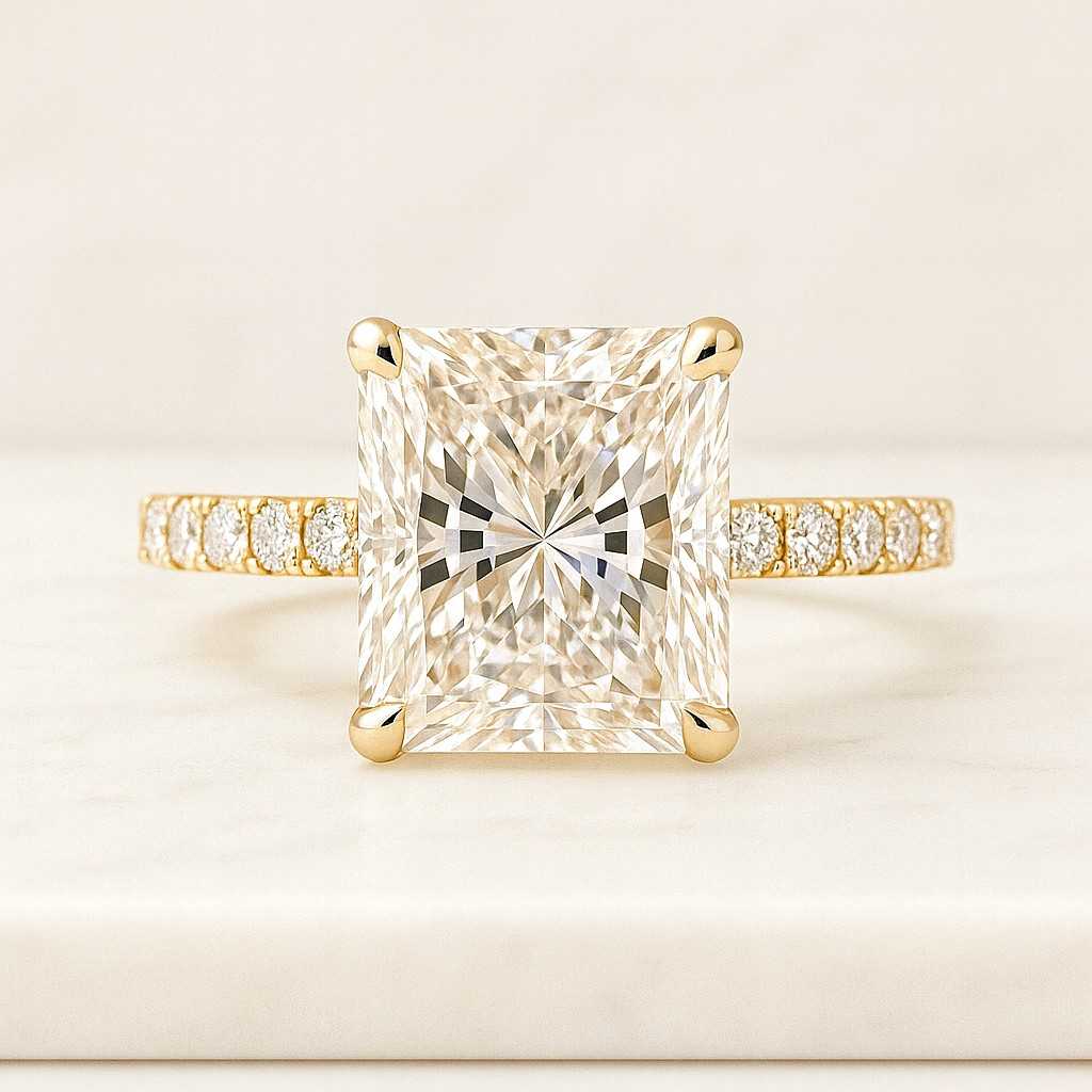 Radiant Diamond Engagement Ring Set 1 Carat IGI Certified Ring with Matching Band Double Prong Ring Genuine Lab Grown Diamond Ring Set