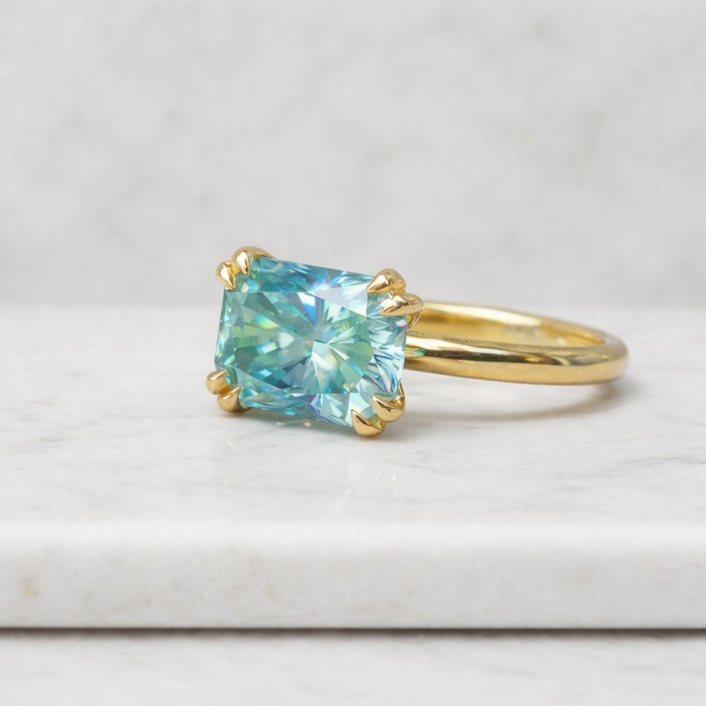 unique ring sparkly ring colorful ring teal gemstone ring aqua stone ring rectangular ring classic ring modern ring