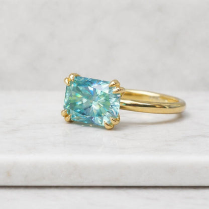 unique ring sparkly ring colorful ring teal gemstone ring aqua stone ring rectangular ring classic ring modern ring
