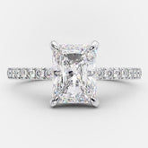 Radiant Colorless Moissanite Ring