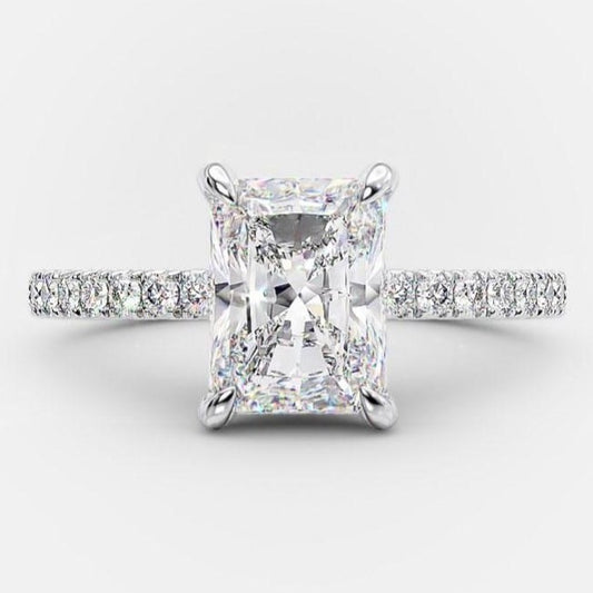 Radiant Colorless Moissanite Ring