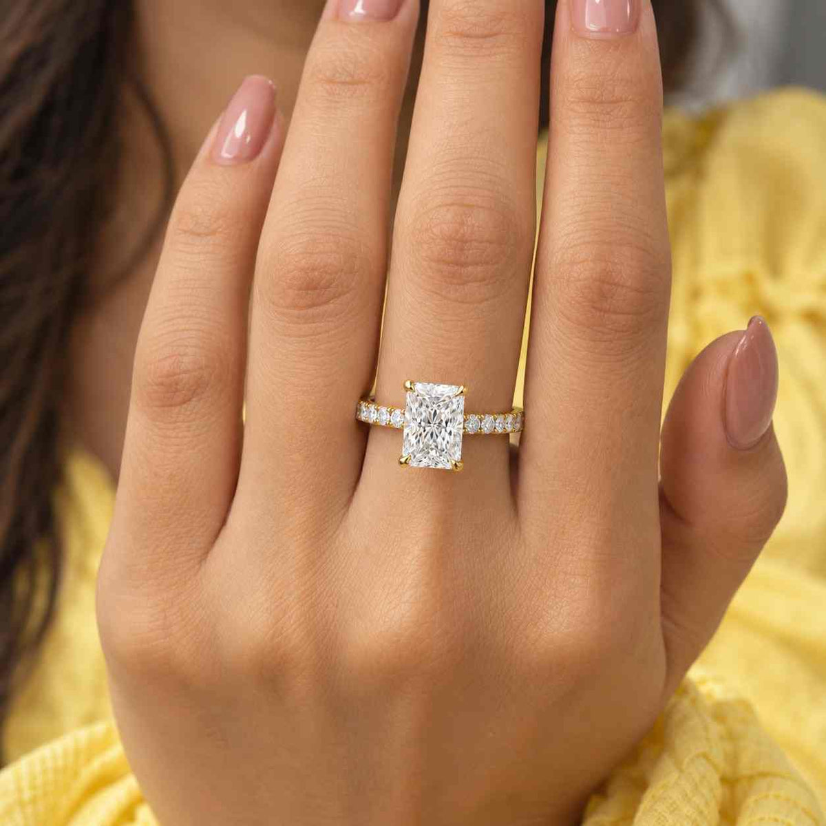 Radiant Cut 1.00 to 4.00 carat E-F Color VVS2-VS2 Clarity IGI Certified Radiant Cut Lab Grown Diamond Solitaire Engagement Ring 14k Gold
