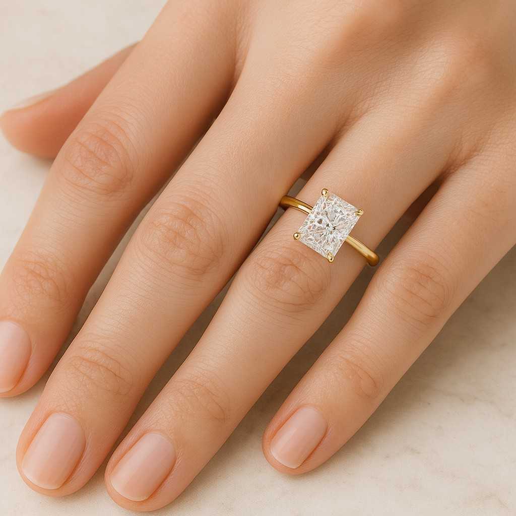 Radiant Cut Diamond Engagement Ring EVS1 Lab Grown Diamond Ring Five Stone Ring Diamond Ring for Her Wedding Ring for Women