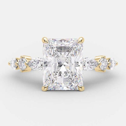 Radiant Cut Diamond Ring 5 Stone Ring for Her