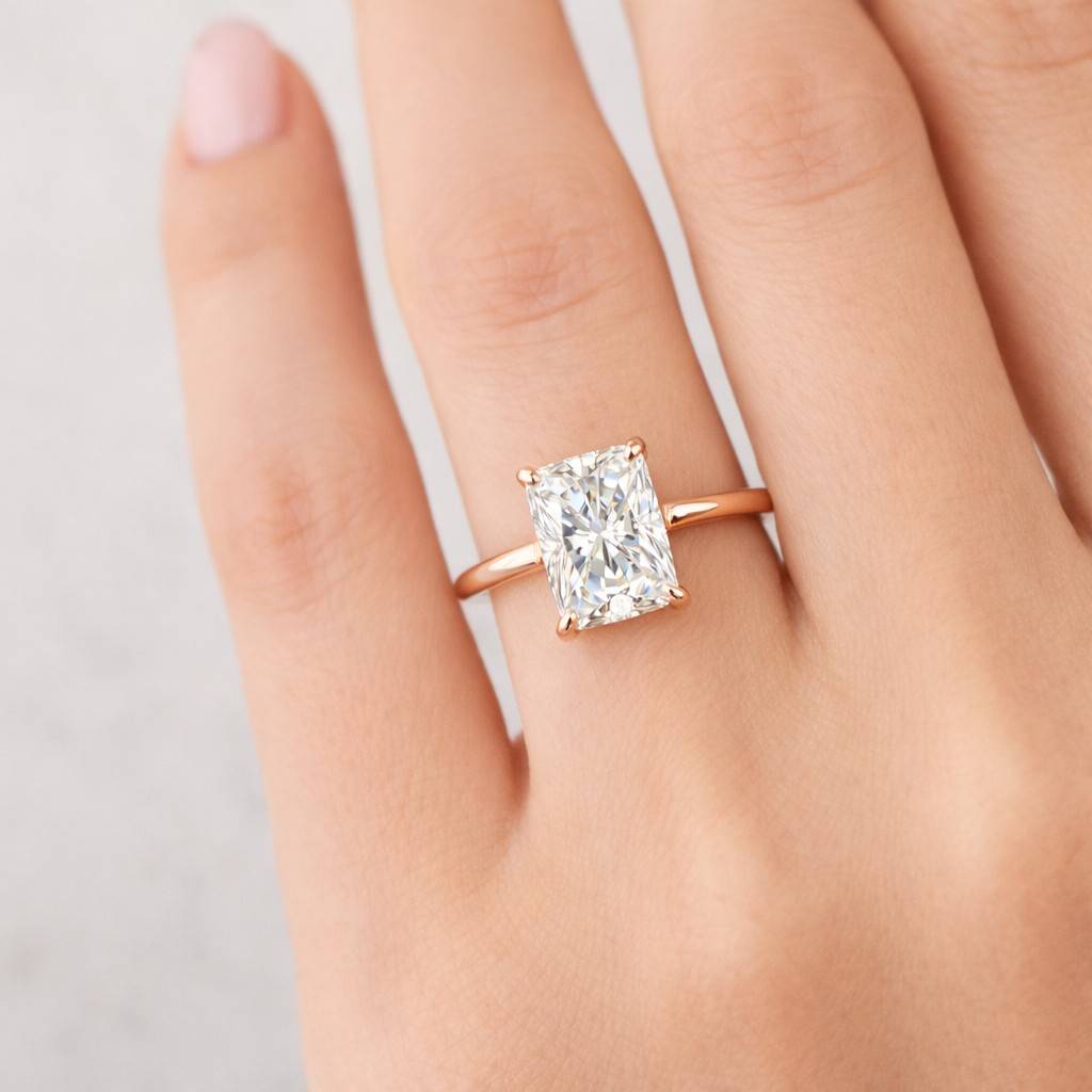 Radiant Cut Diamond Ring 5 Stone Ring for Her Solitaire Ring