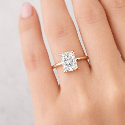 Radiant Cut Diamond Ring 5 Stone Ring for Her Solitaire Ring